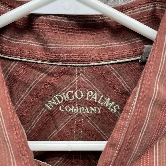 Indigo Palms Shirt Men Extra Large Adult Brown Casual Button Down Outdoors - Picture 6 of 13